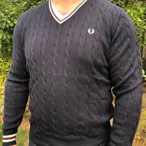 Fred Perry men's XL navy V neck sweater